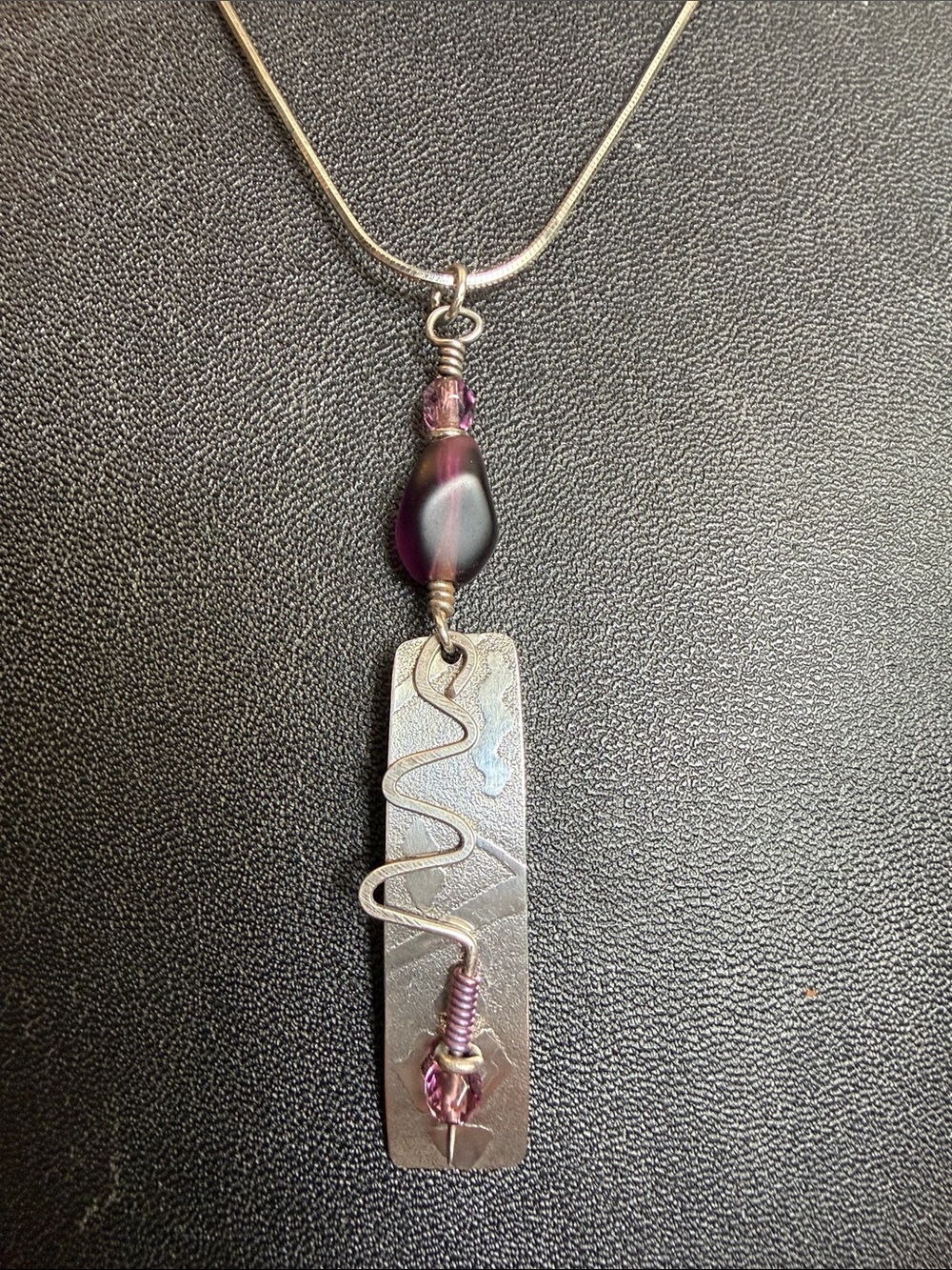 Sterling Silver Artisan Pendant Necklace with Amethyst Accent